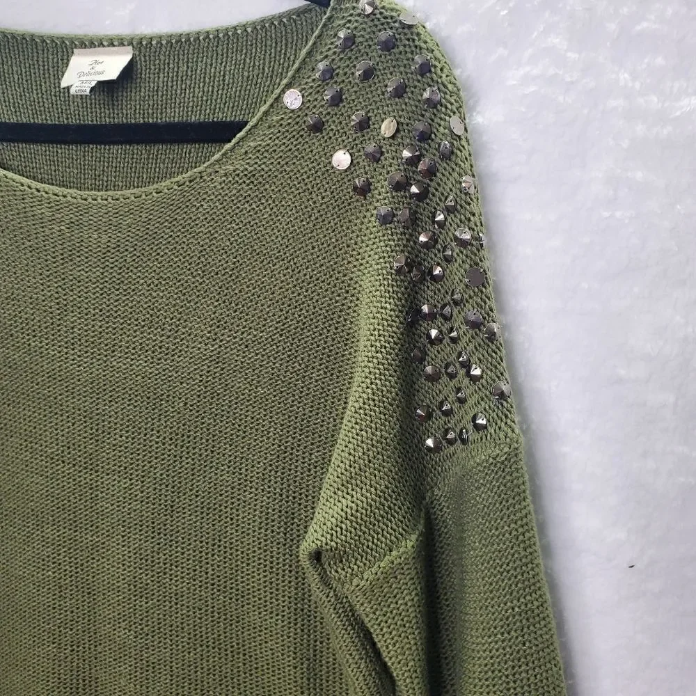 Hot & Delicious Green Studed Sweater Size M/L - Picture 16 of 16